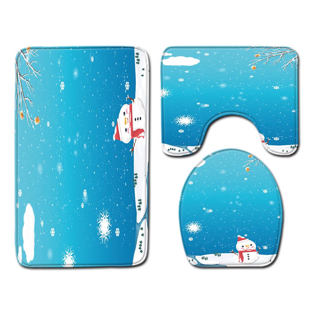 Christmas Bathroom Floor Mat Toilet Three-Piece Set