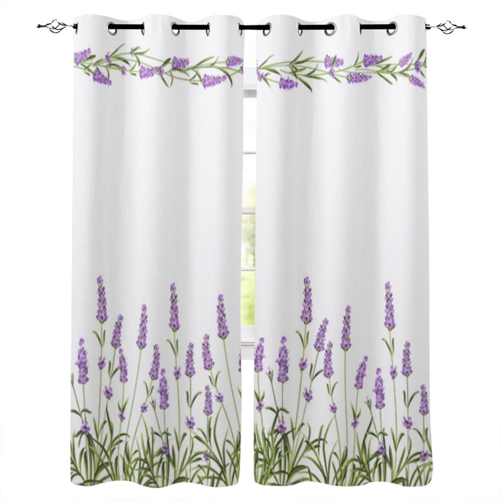Bedroom Kitchen Curtains Lavender Plant Flowers Curtain Living Room Decoration Items Window Curtains for Living Room