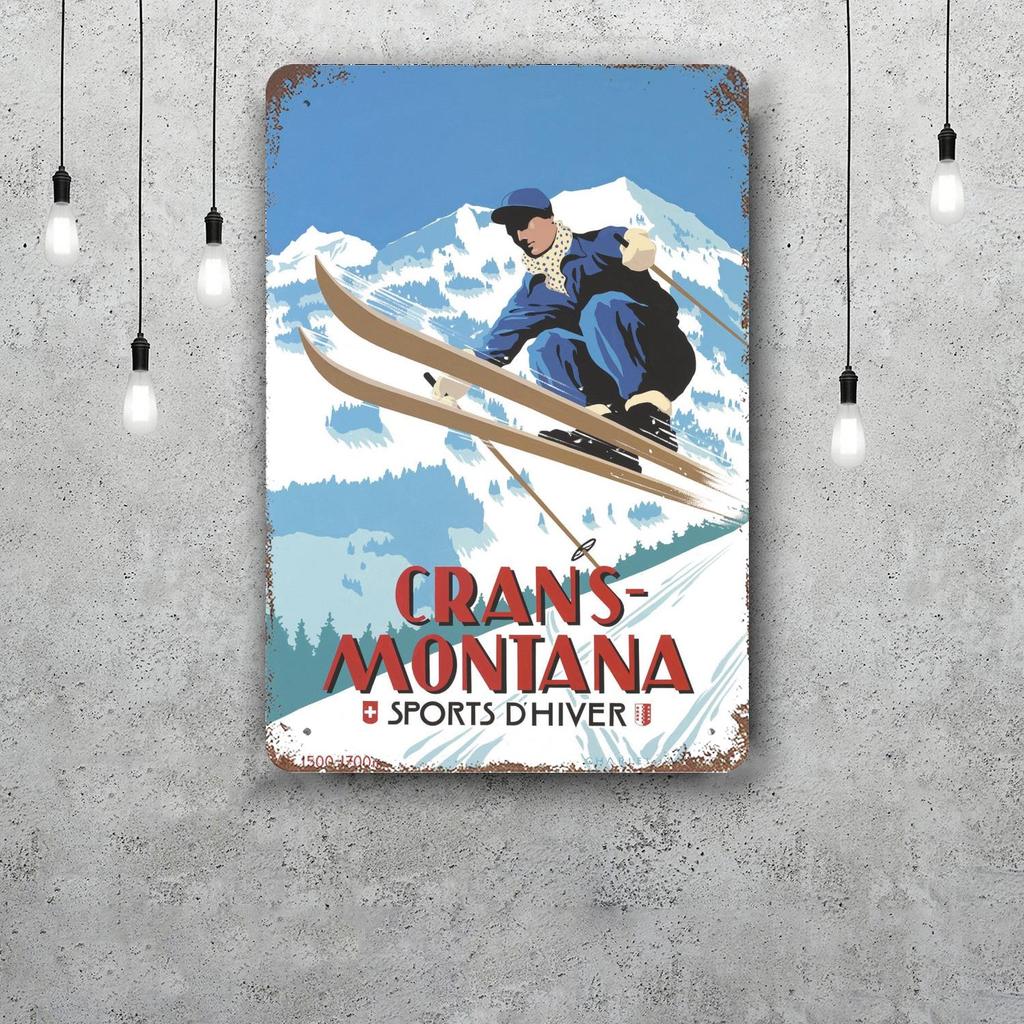 ski Classic Poster Rusty Metal Plaque Retro Decorative Plate Bar Man Cave Garage Club Metal Sign Wall Decoration