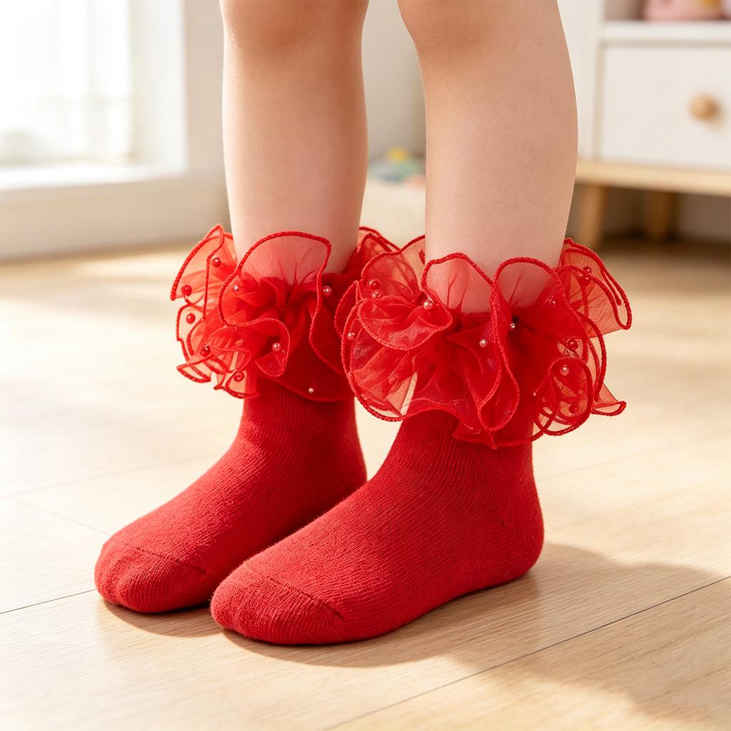 Spitzenverzierte Socken für Mädchen für Tanzaufführungen und zum Verkleiden