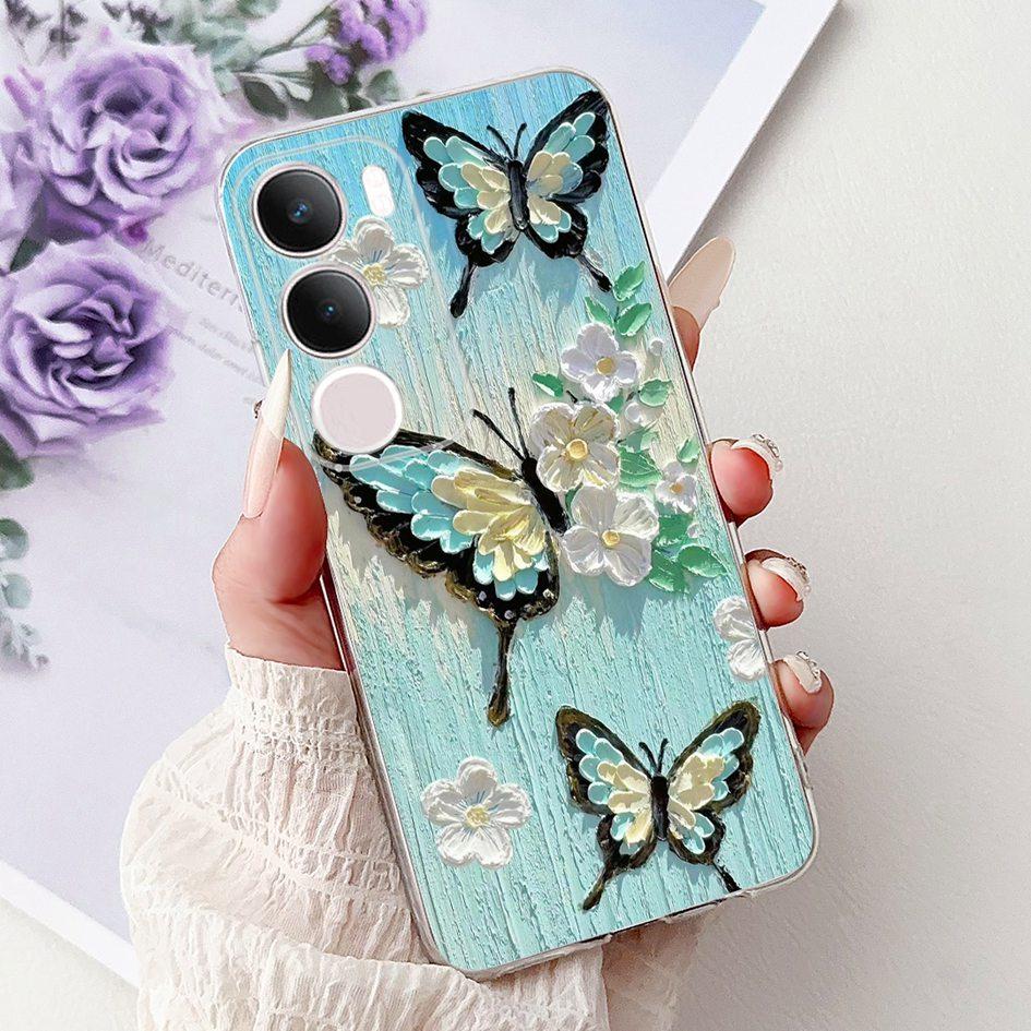 Silicone Case For Vivo Y19s V2419 Cover Lovely Cat Butterfly Cartoon Soft Back Protective Shell For Vivo Y19s 4G Y 19s TPU Coque
