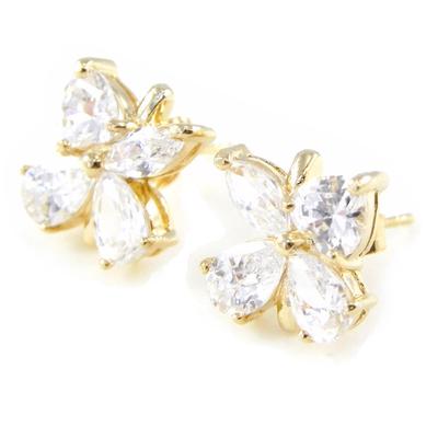 [B3026] - Gold Plated Earrings 'Honeysuckle' Golden White - 11x12 Mm
