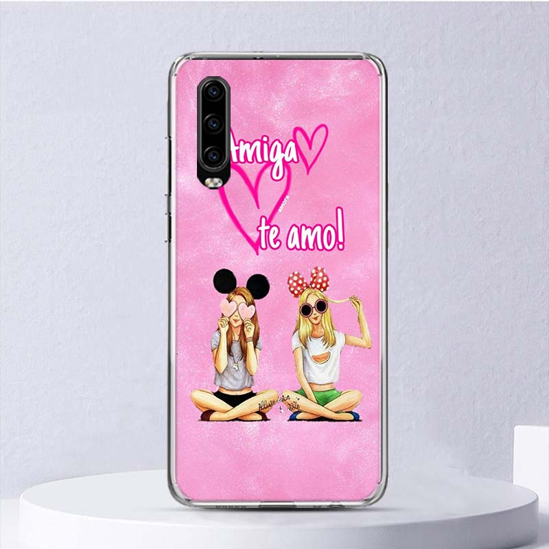 Mädchen Beste Freunde Für Immer BFF Weichen Fall Für Huawei P30 Lite P40 P20 P10 P50 Pro Telefon Abdeckung Mate 20 30 40 10 P30Lite Shell Fund