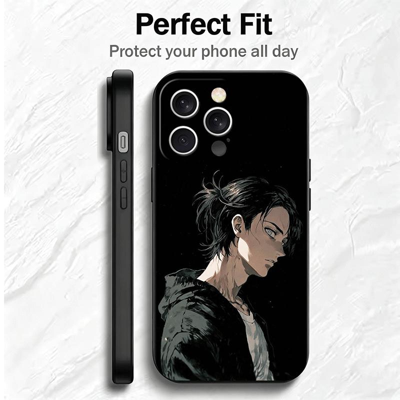 A-Attack On T-Titan Eren Yeager Soft Phone Case for iPhone 16 16E 17 Air 15 Pro Max 14 Plus 13 Mini 11 12 7 Black Cover Back She
