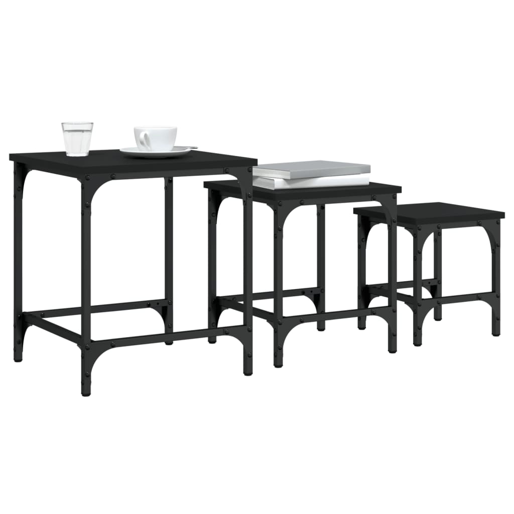  Coffee Tables, One Under the Other, 3 Pcs., Black