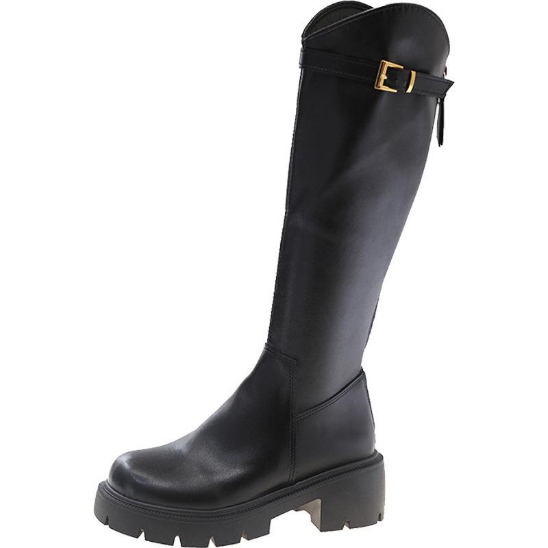 Fashion versatile boots women's autumn 2025 new thick heel high boots temperament thin high sense knight boots