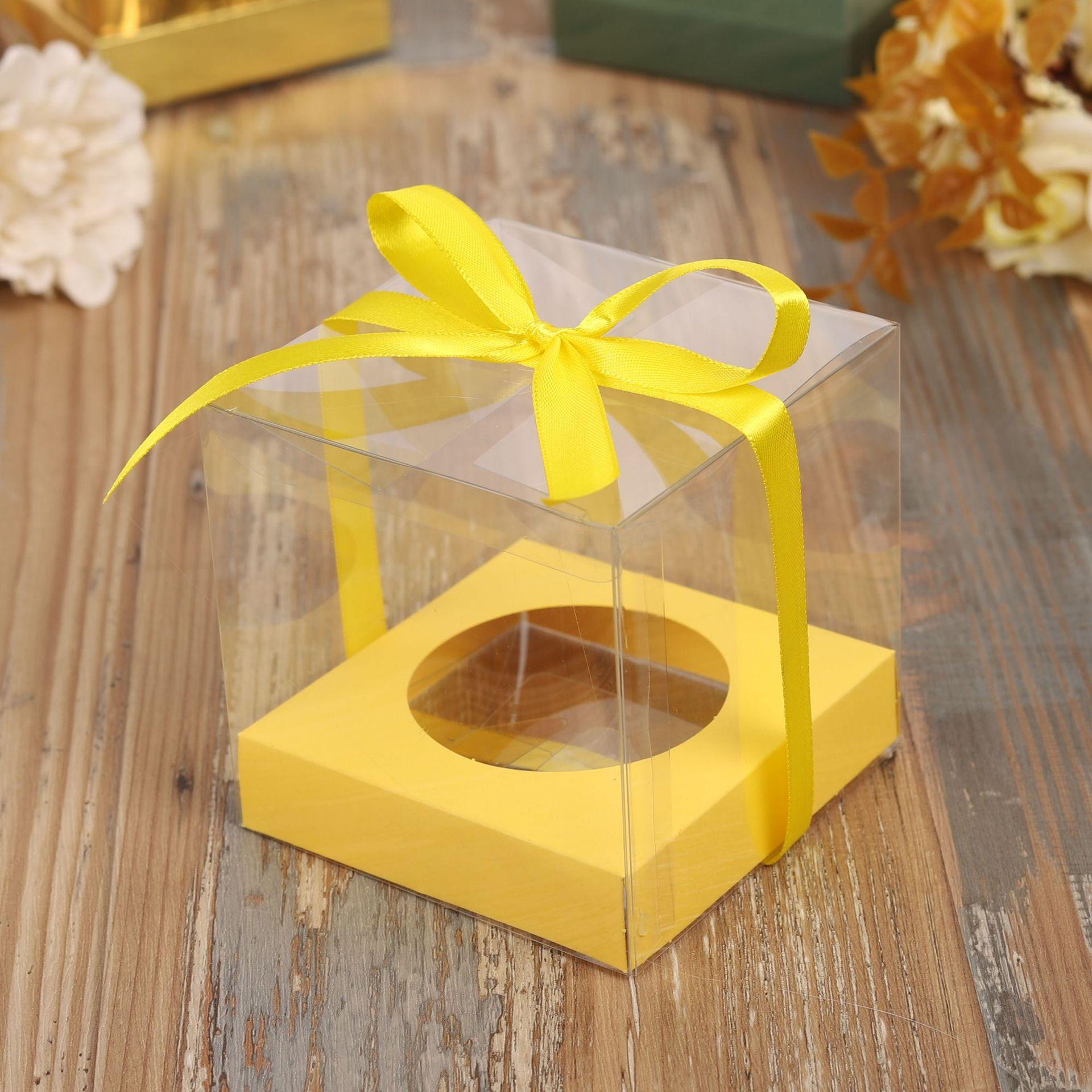 12pcs Macaron Colored Transparent Cupcake Packaging Box Egg Tart Box Baked Dessert Box Gift Bag Birthday Packaging wedding 12pcs&9X9X9CM жёлтый