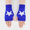 Korean Y2K Star Knitted Gloves Women Girls Fashion Pentagram Fingerless Gloves Winter Soft Hand Warmer Woolen Half Finger Gloves