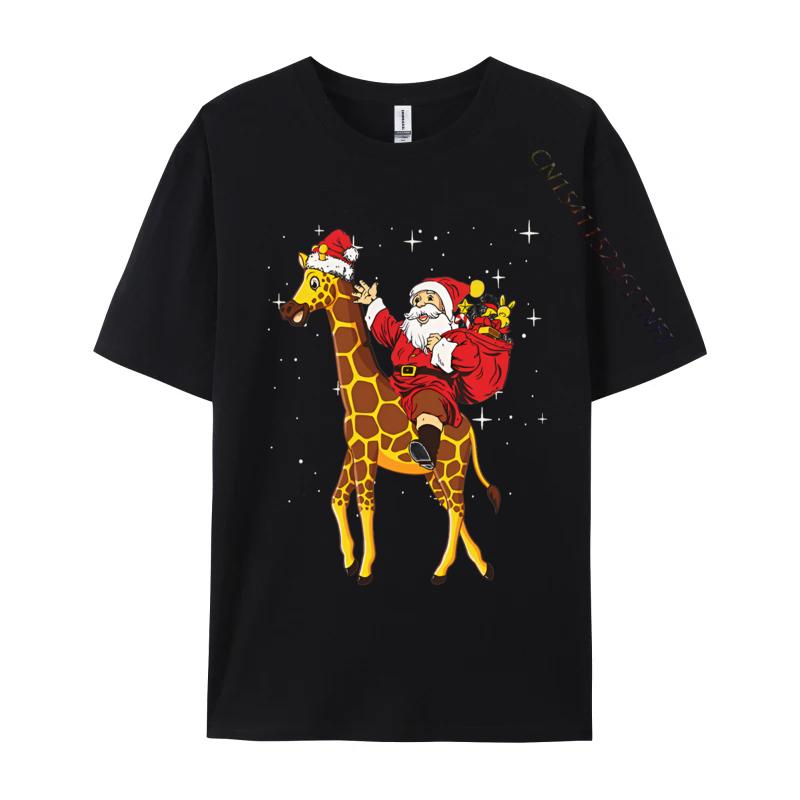 Christmas Giraffe Santa Claus Riding Tshirt Unisex Funny Tshirt Printed T Shirts Casual Oversized Tees