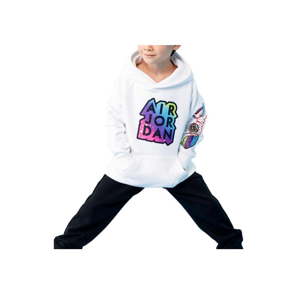 Jordan Letter Print Pattern Comfortable Breathable Warm Fashion Hoodie Kids Hoodies White CV5717-100