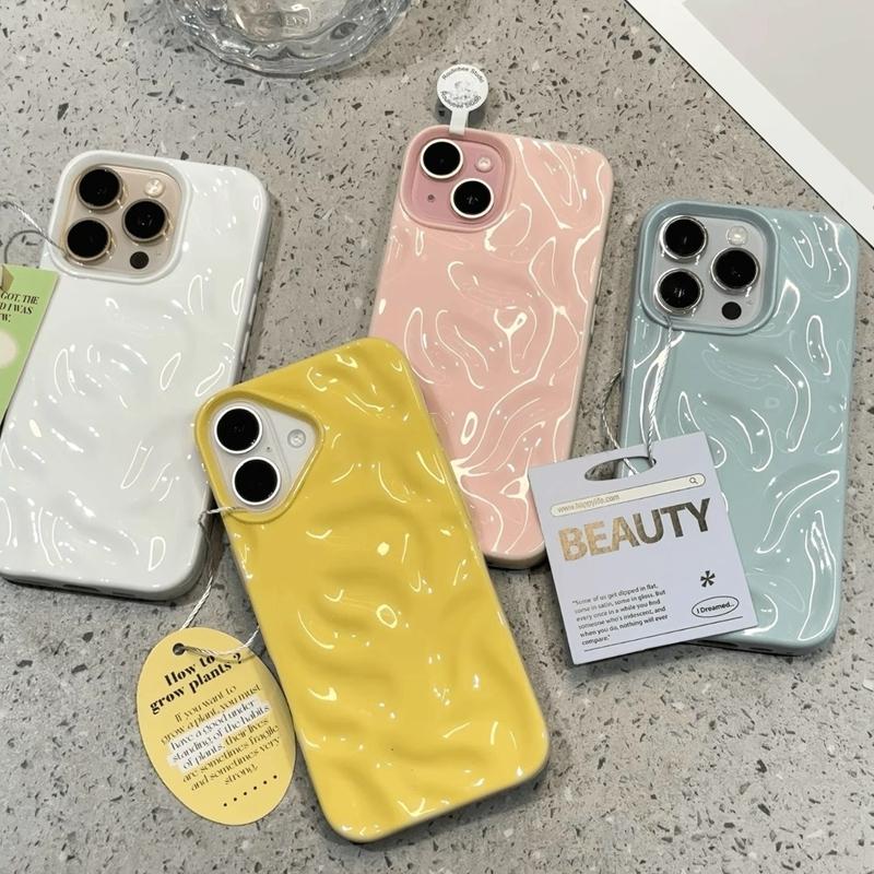Luxury Soft Silicone Wave Fold Pattern Phone Case For iPhone 17 Air 11 12 13 14 15 16 17 Pro Max Plus Candy Bumper Back Cover