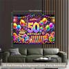2D Happy 50th Birthday Photography Backdrop, Glow Neon Party Background