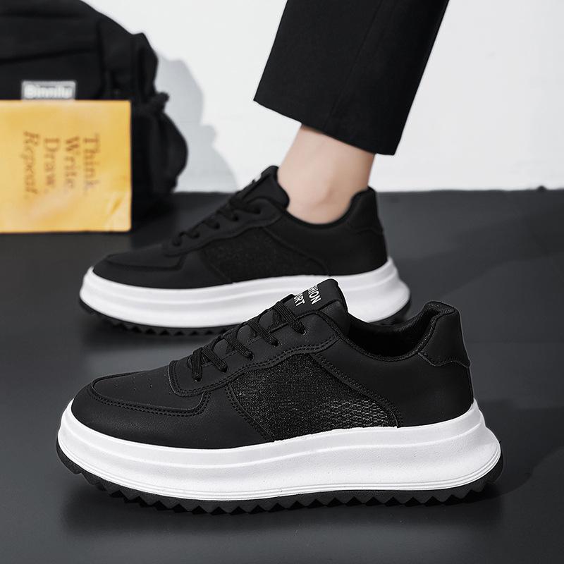 

High-top shoes men s 2025 summer explosion ins trendy and versatile student little white shoes men s non-slip breathable sports board shoes men 46 чёрный