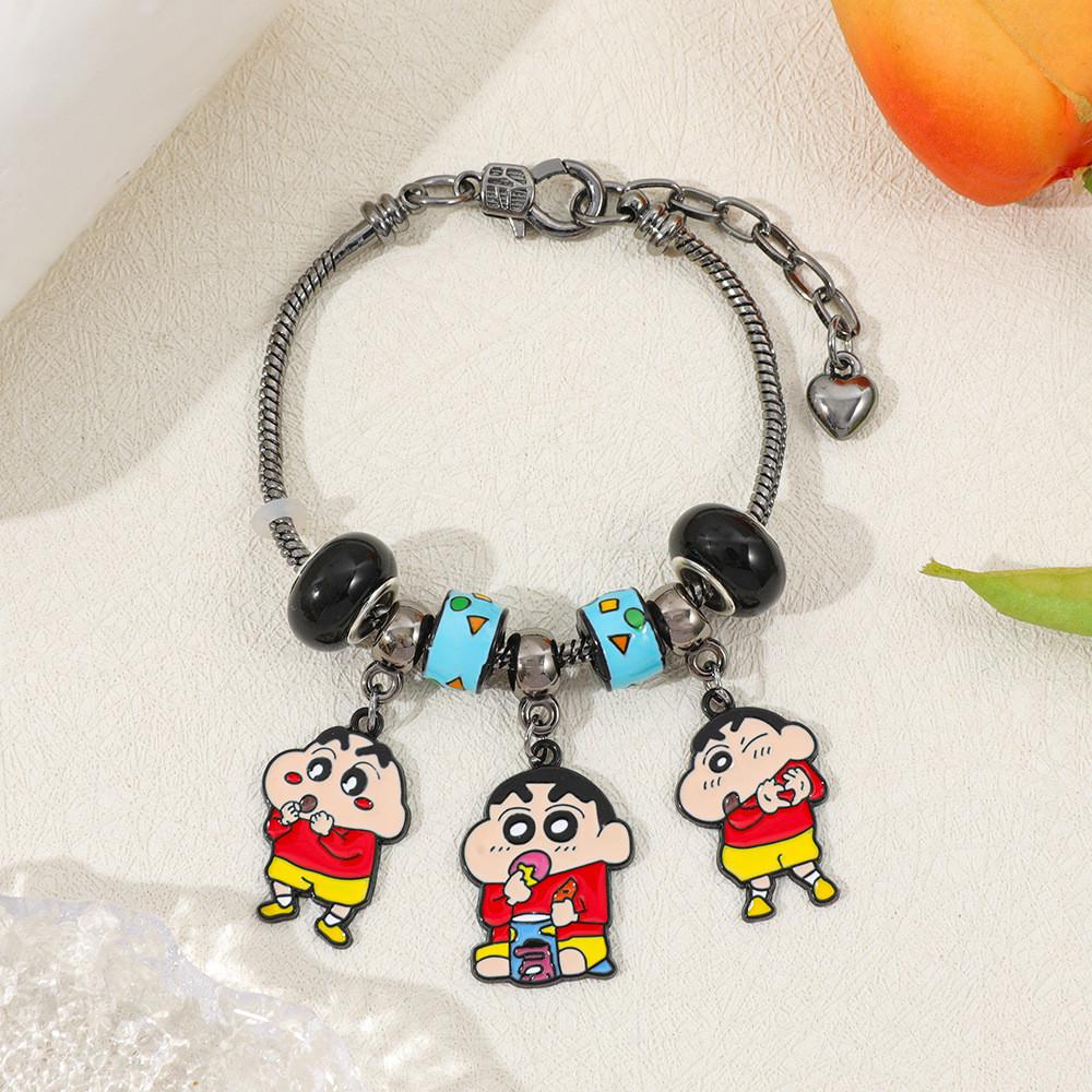 Crayon Shinchan Cartoon Charm Bracelet Zinc Alloy Beaded Jewelry For Kids And Adults
