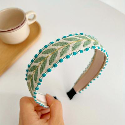 1Pc New Fashion Headband For Women Top Bohemia Leaf Embroidery Hairband Girls Spring Turban Hair Accessories