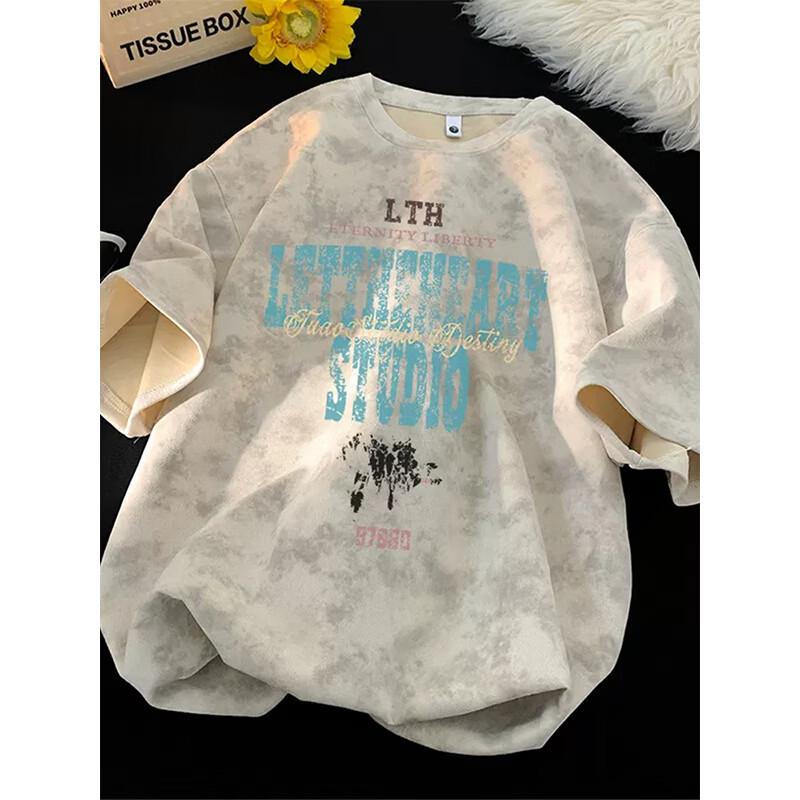 NASA MARVEL Tie-Dye Letter Print Men s T-Shirt L (100-120 lbs)