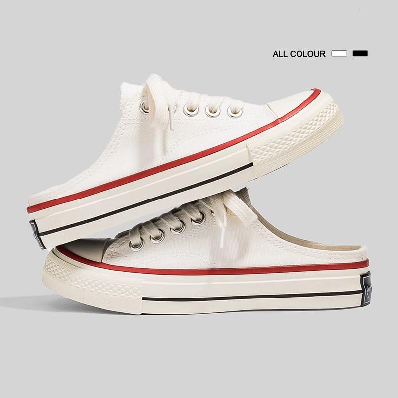 

Полушлепанцы с внутренней платформой, увеличивающей рост, весна-лето 2025, парусиновые туфли без каблука для студенток, корейская версия, универсальная дышащая платформа 40