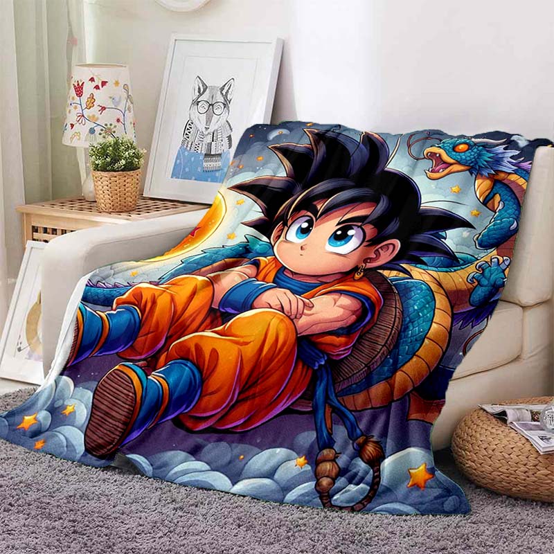 Плед с принтом из аниме Dragon Ball, Теплый и уютный фланелевый плед, Подходит для спален, диванов, кроватей, кресел, пикников и 75x90cm