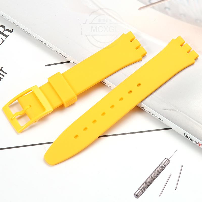 Silicone Watch Band For Swatch 17mm 19mm 20mm Pin Buckle Waterproof Bracelet Wristband Watch Accessories