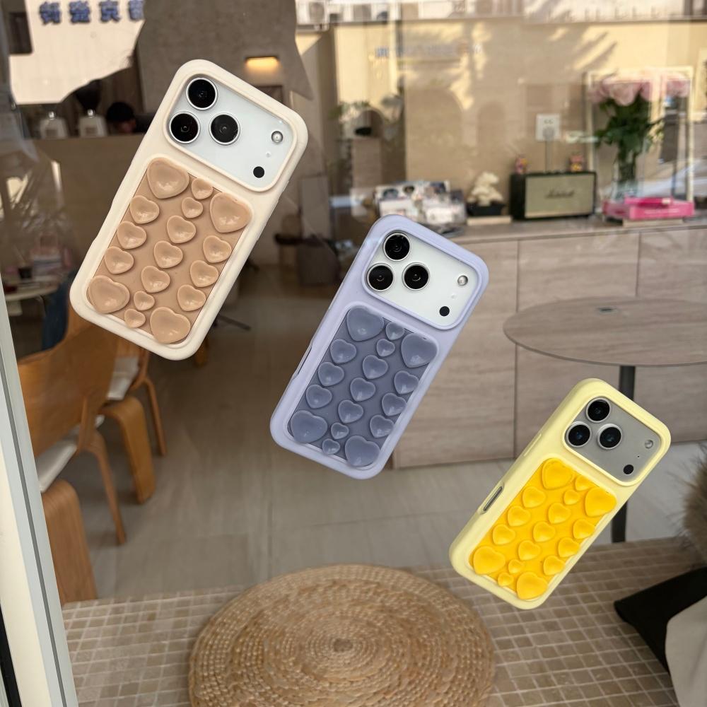 Süßes Herz 3D Saugnapf Süßigkeit Silikon Hülle für Für Iphone 17 Pro 16 Pro Max Starke Haftfunktion Stoßfest Weiche Abdeckung