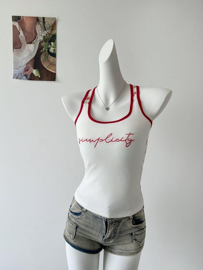 Damen American Spicy Girl Mesh Tanktop mit Brustpolster - Schlanke Sommerbekleidung