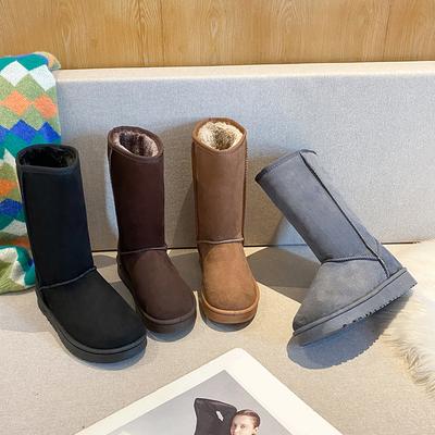 Casual and Comfortable Winter Round-toe Thick-soled Solid Color Velvet Warm and Fashionable Mid-calf Snow Boots