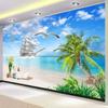 Custom Mural Wallpaper 3D Seaside Landscape Coconut Tree  Wall Mural Living Room Bedroom Hotel Wallpaper