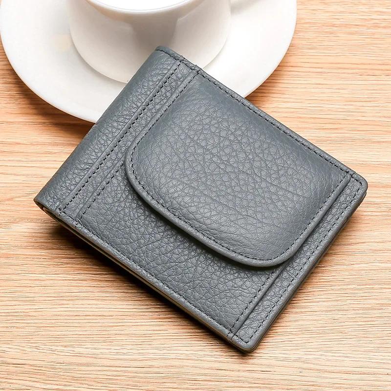 Kleine Münztasche Kartenhalter Mini-Geldbeutel Tragbare Clutch Neu Herren Echtes Leder Geldbörsen Männlich Rindsleder Geldbörsen Mann