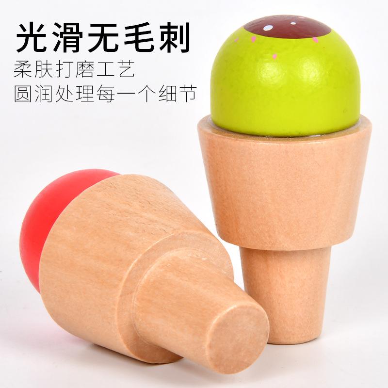 Children'S Wooden Playhouse Toy Ice Cream Cone Ice Cream Trolley Wooden Parent-Child Play Interactive Gift