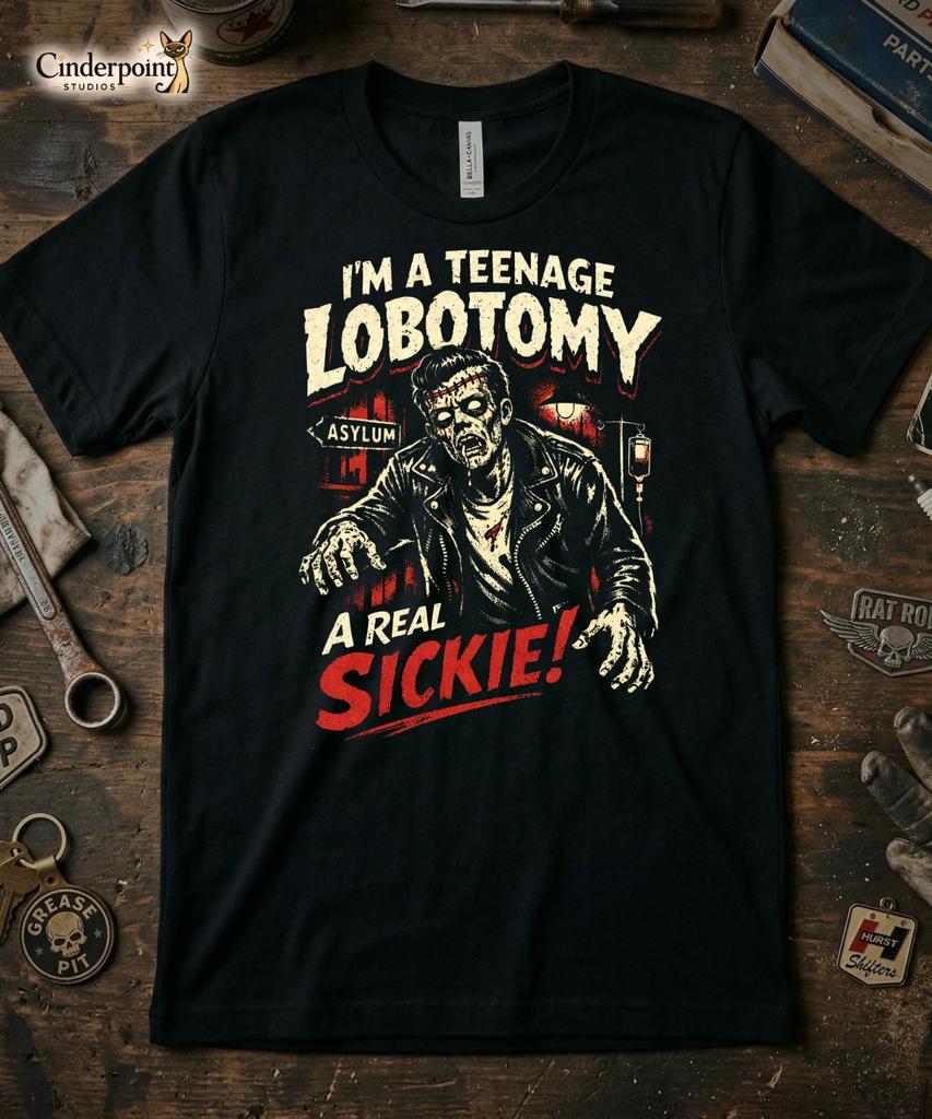 Teenage Lobotomy T-Shirt Creature Feature Zombie Horror Punk Ramones Tee XS-5X