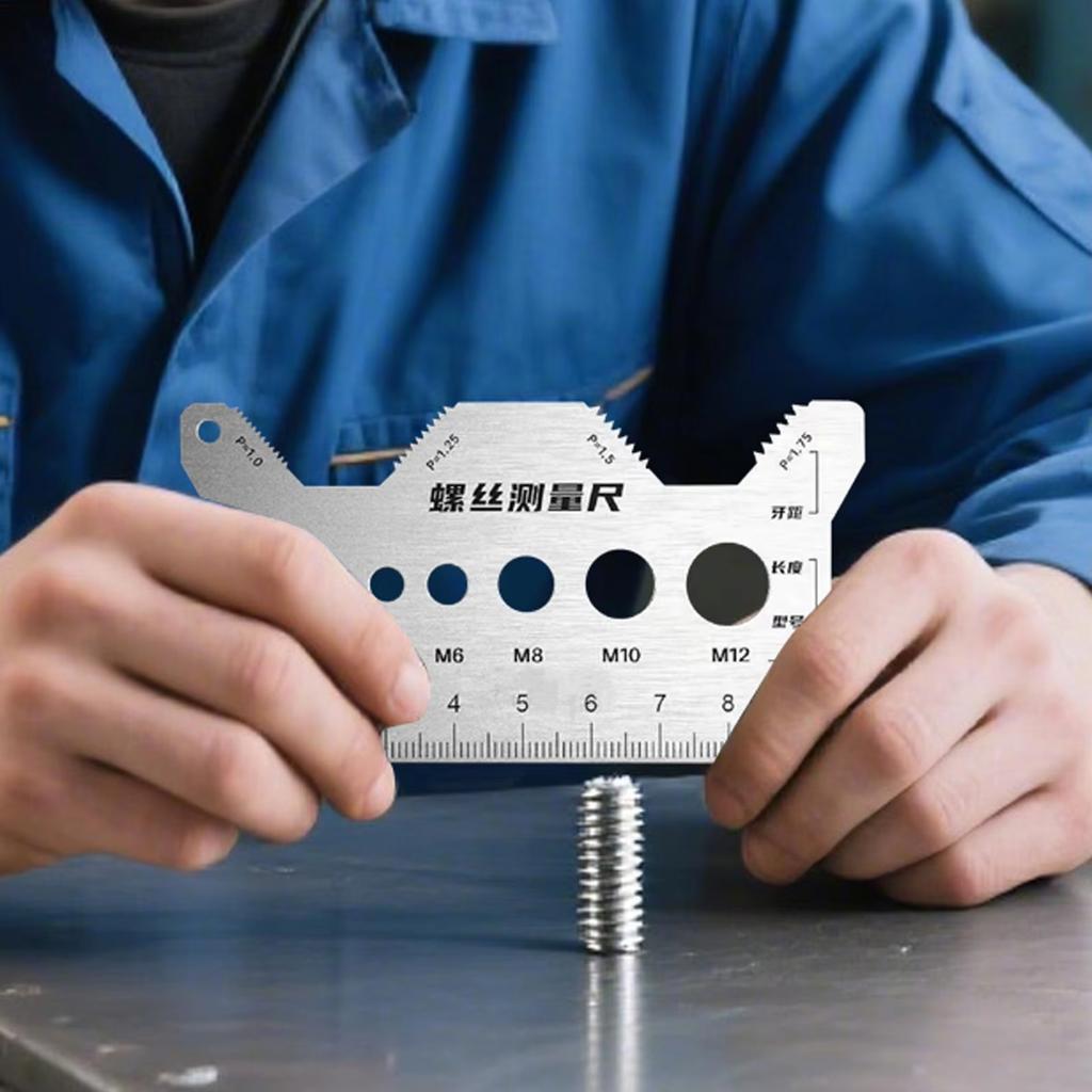 Stainless Steel Double-Sided Bolt Gauge Card Thread Measuring Tool Metric Thread Checker Portable Bolt Sizing Tools