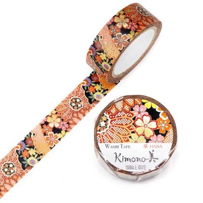 Kamiiso Kimono Beauty Masking Snowflakes and 15mm X Tape, Chrysanthemums, 7m, GR-1069