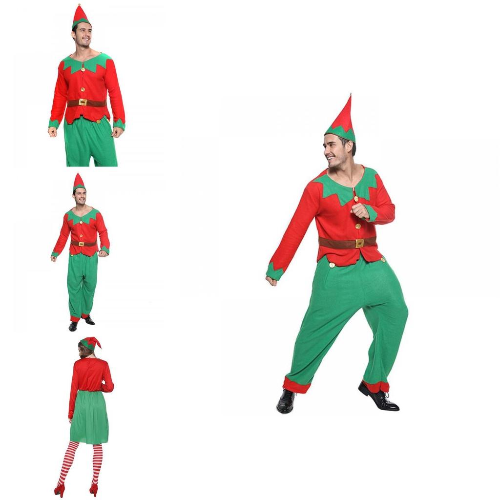 Christmas Elf Cosplay Costume Couple Outfits High Quality Polyester S/m/l