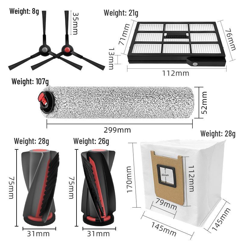 Eufy E25/E28 Omni Robot Accessory Kit: Main Brush, Side Brushes, Filters, Dust Bags
