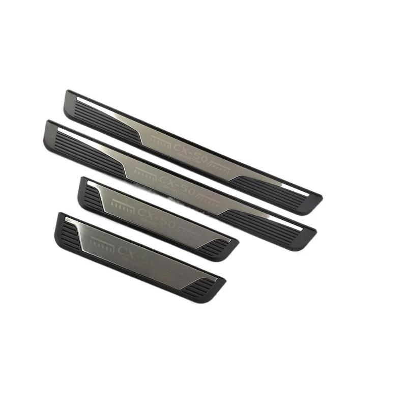 4PCS Plastic Stainless Steel For -2025 Mazda CX50 CX-50 CX 50 Car Accessories Auto Door Sill Pedal Welcome Scuff Plate Cover
