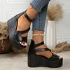 Women's Platform Sandals Casual Heeled Sandal Ankle Strap Gladiator Sandals for Women Leather Sandals Sandalias De Mujer