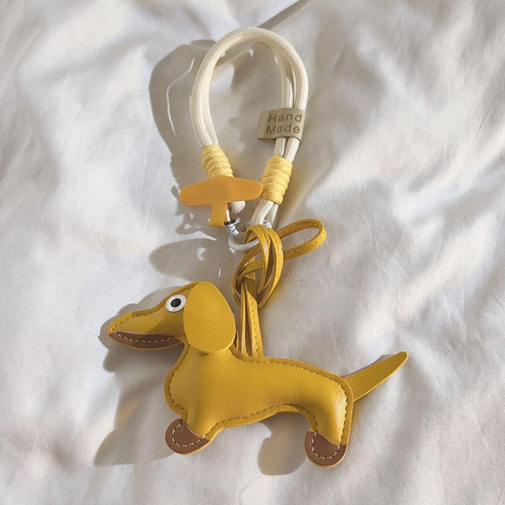 Mini Dachshund Dog Keychain Braided Lanyard Car Key Accessories  Women