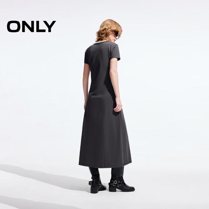 Only Women's 2025 Spring Color-Block U-Neck Faux Two-Piece Long Dress