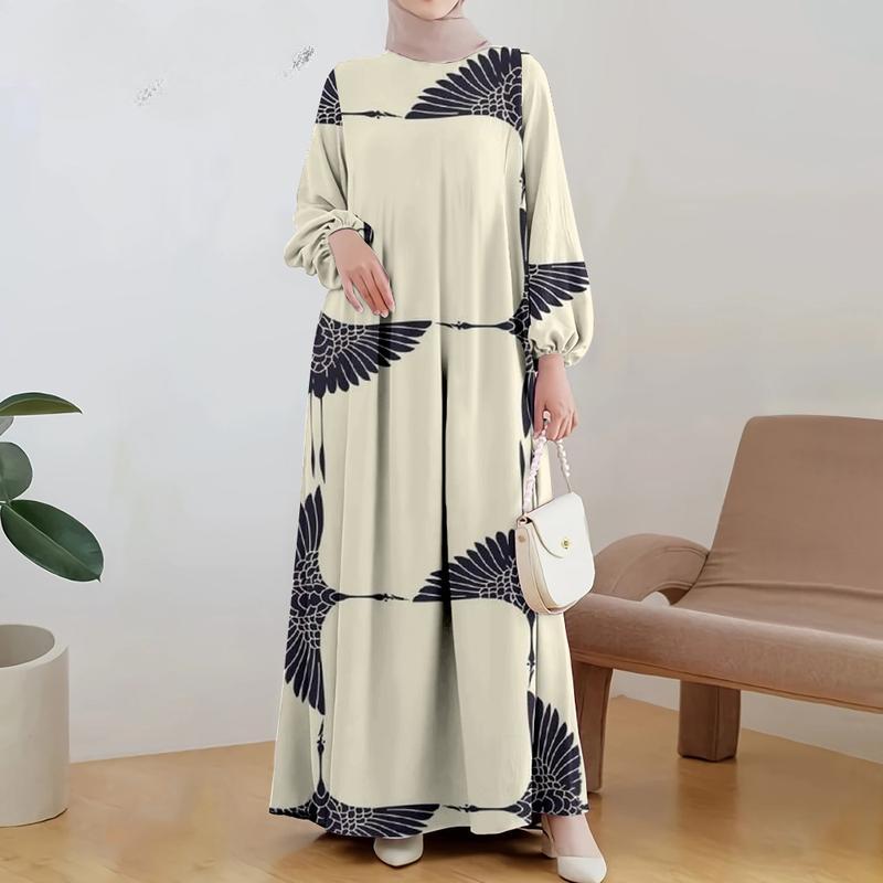 Muslim Wear, Elegant Style, For Women, Casual and Concise, Floral Print, Long Sleeve