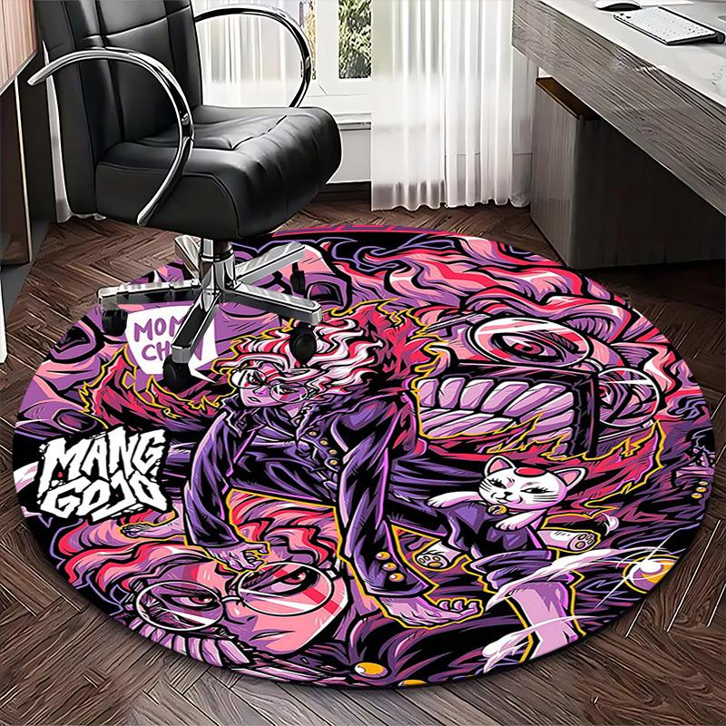 1pc Anime Cartoon Design Momo Chan Mang God Round Carpet Office Chair Mat Non-Slip Rug Suitable for Home Decor, Living Room