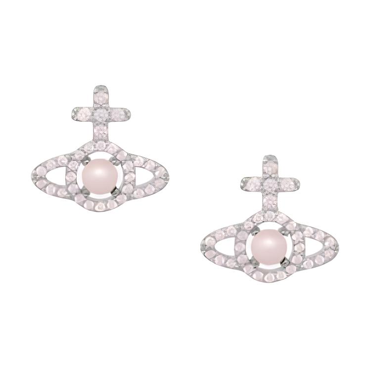 

Vivienne Westwood Olympia Baroque Style Saturn Glass Brass Imitation Crystal Earrings Women earrings Silver Pink 8053195083015 Basic Packaging-Dust Bag+Box