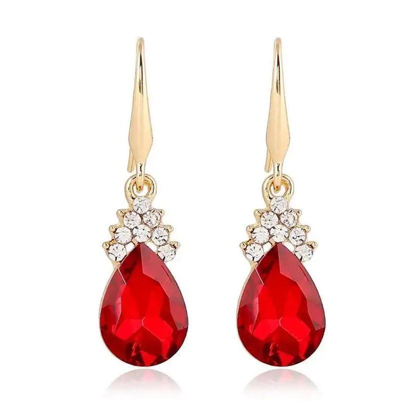 3 Pcs/Set European And American Fashion Necklace Earring Set Crystal Zircon Water Drop Necklace Earnail Set