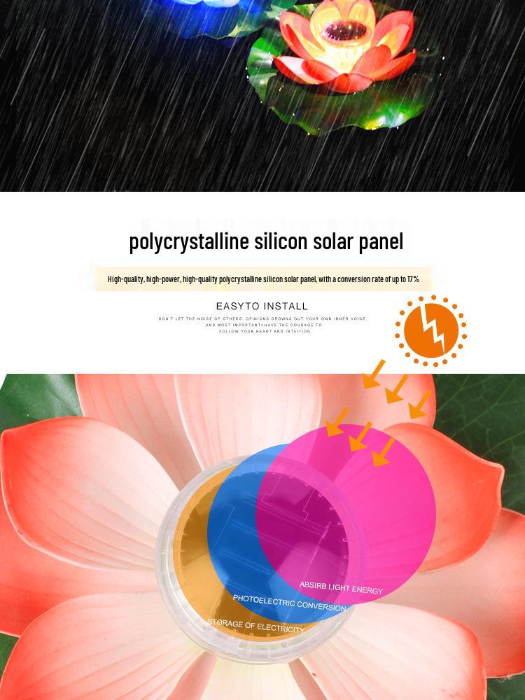 Solar Lotus Floating Pond Lamp - Waterproof Garden Wishing Light
