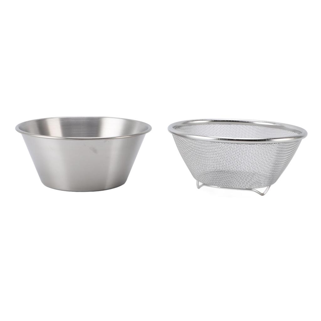 304 Stainless Steel Colander with Mixing Bowl Portable Kitchen Microporous Strainer for Washing Rice Pasta Small Grains