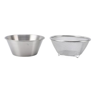 Escorredor de Aço Inoxidável 304 com Tigela Misturadora Portátil Cozinha Peneira Microporosa para Lavar Arroz Massa Grãos Pequenos