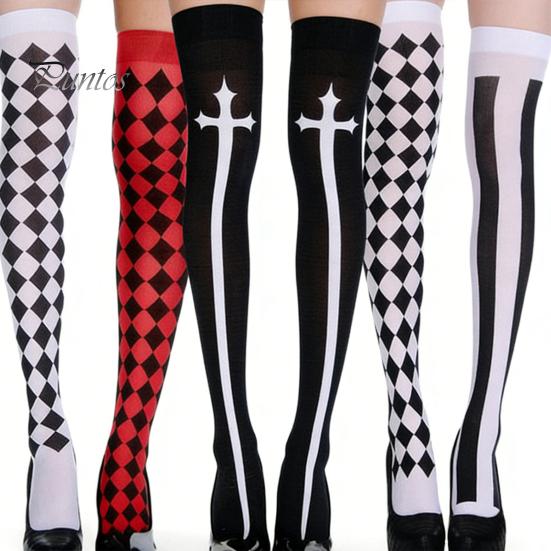 Zábavné halloweenské kostýmy 1 pár vysokých punčoch pro ženy, Roztomilé dekorativní tematické punčochy na cosplay párty, Nad kolena, Čajový dýchánek, Festivaly, Dárek