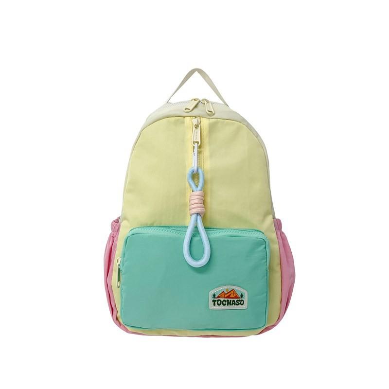 Kids Fashionable Backpack Color Block Design Large Capacity Bag Kindergarten
