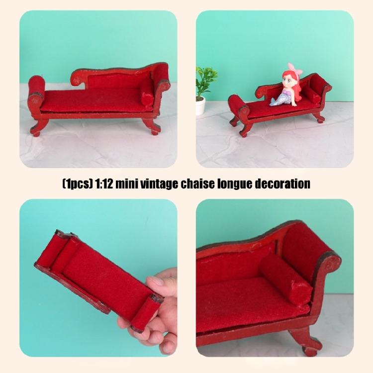 Miniature Chaise Lounge For Doll House Display Antique Design Realistic Furniture for Living Room Scene Landscape Props