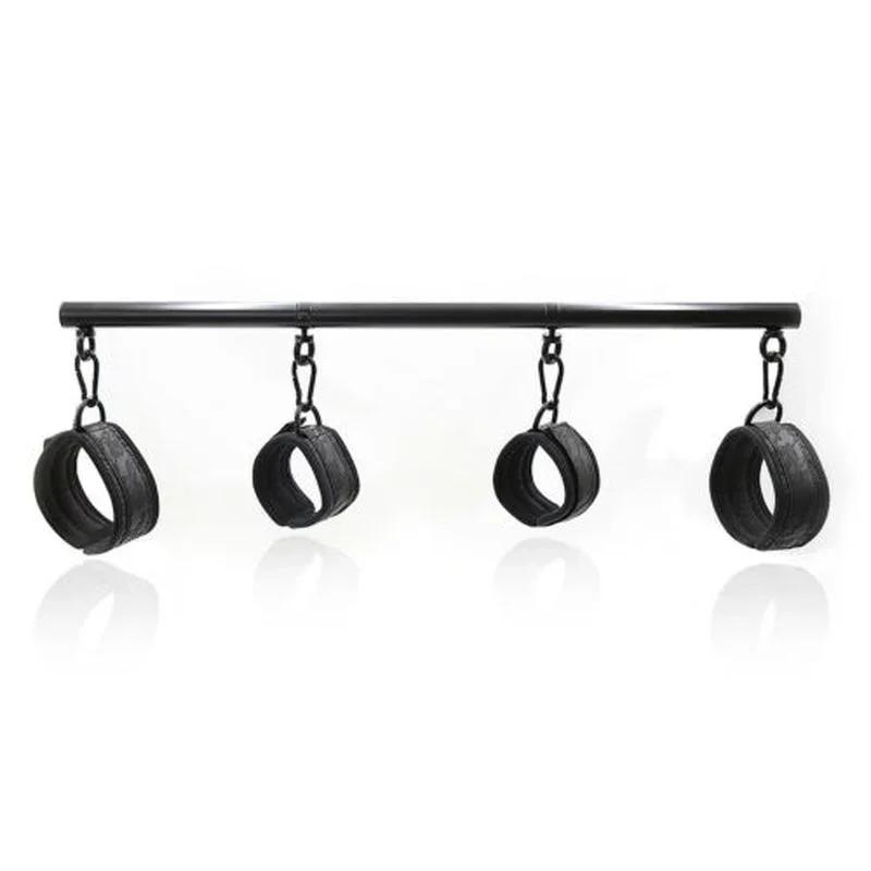 Adjustable Lace Neck Collar Handcuffs Ankle Cuffs Set  Slave Bondage Stainless Steel Open Leg Bar Sex Toys for Couples Woman