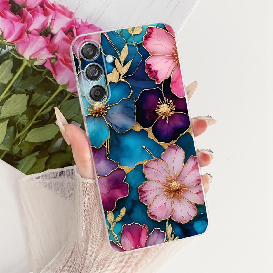 Etui do Samsung Galaxy M55 SM-M556B Nowe Kwiaty Motyl Malowane Pokrowiec Miękki Silikonowy Etui Do Samsung M55 M 15 Galaxy M15 Torby